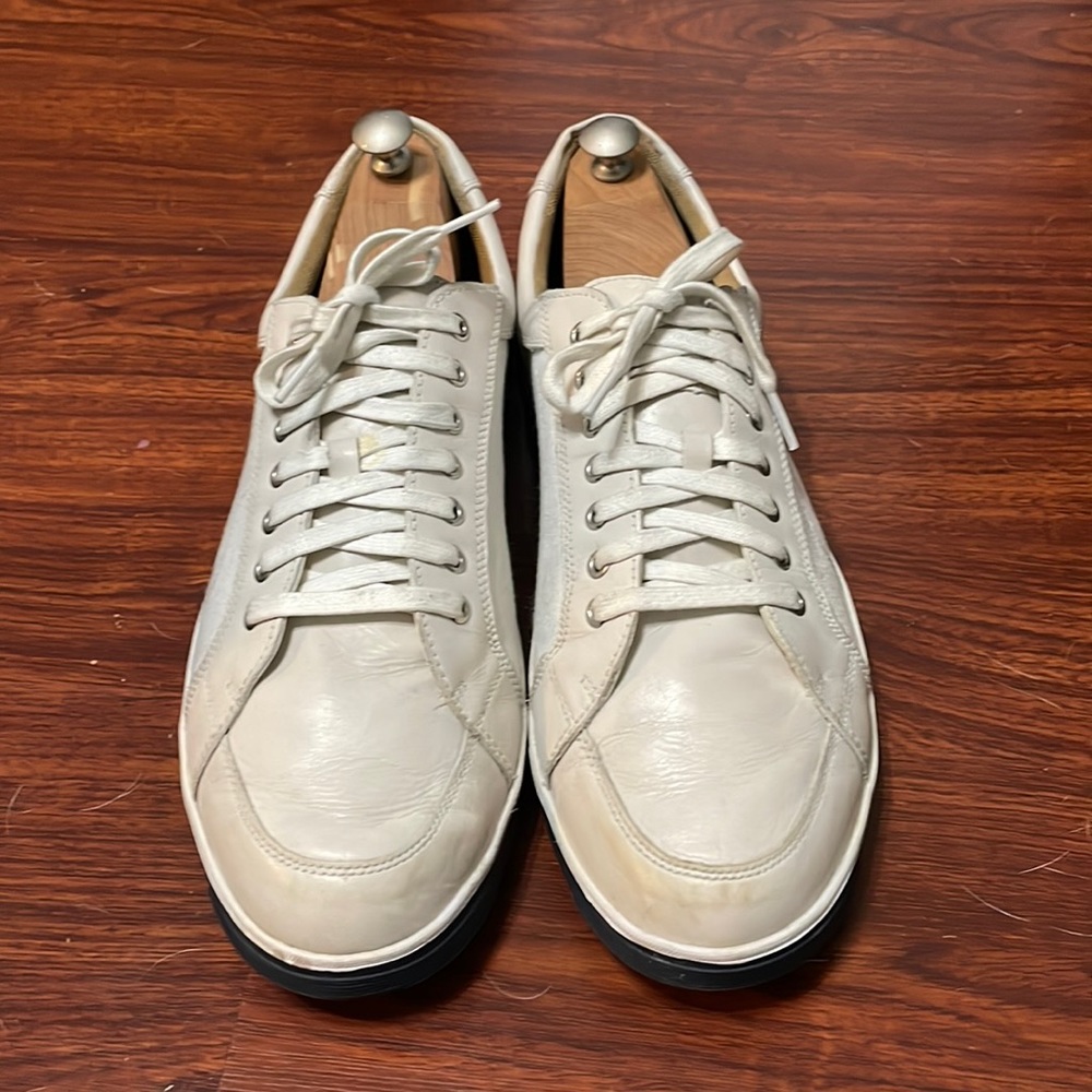 Men's Casual Leather Sneakers in Off-White
